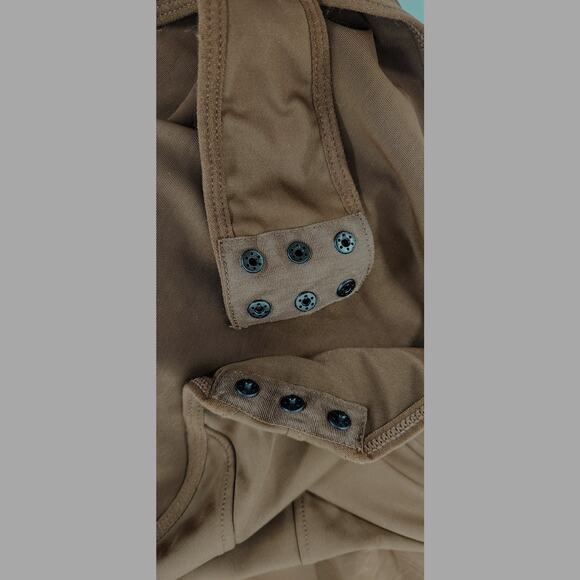 Popilush The Shape Wear Long Sleeve Thong Slimming Bodysuit In Brown, Size Large - Picture 6 of 10